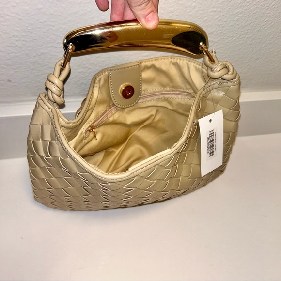 New You and Me Tan Woven Leather Handbag - Picture 3 of 5